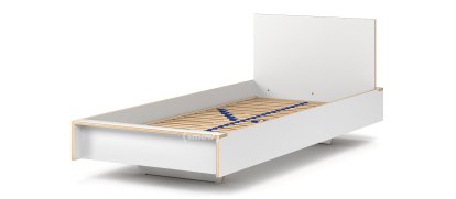 Lit Flai, 90 x 200, Avec tête de lit, CPL blanc, avec sommier