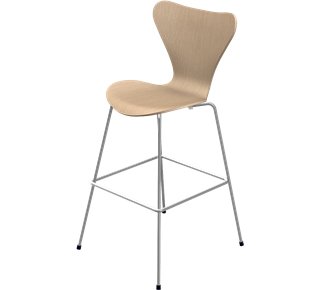 Chaise de bar Série 7 3187/3197, 76 cm, Bois laqué clair, Chêne naturel 