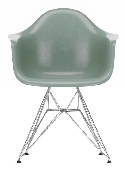 Eames Fiberglass Armchair DAR, Eames sea foam green, Chromé