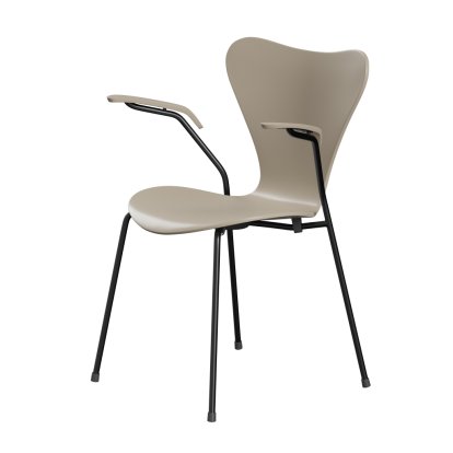 Chaise avec accotoirs Série 7 3207 New Colours, Laqué, Beige clair, Noir