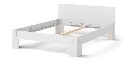 Lit Tagedieb, 180 x 200 cm, Avec tête de lit, FU (bouleau contreplaqué) blanc, Gris clair, Sans sommier