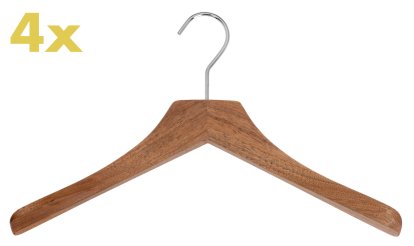 Cintres 0112  - lot de 4 , Noyer huilé, Chrome poli