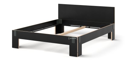 Lit Tagedieb, 180 x 200 cm, Avec tête de lit, FU (bouleau contreplaqué) noir, Anthracite , Sans sommier