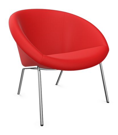 Fauteuil 369 , Tissu Divina rouge, Chromé brillant