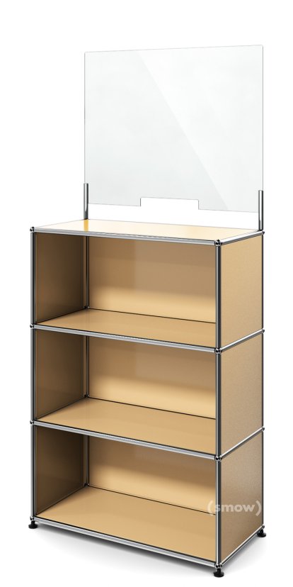 Comptoir USM Haller M avec écran de sécurité, Beige USM, Avec pieds