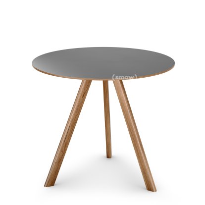 Copenhague Round Table CPH20, Ø 90 x H 74, Chêne laqué, Linoleum gris