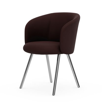 Fauteuil Mikado, Piètement à quatre pieds, 4 pieds, aluminium poli, Plano, Rouge foncé / nero, Patins pour tapis