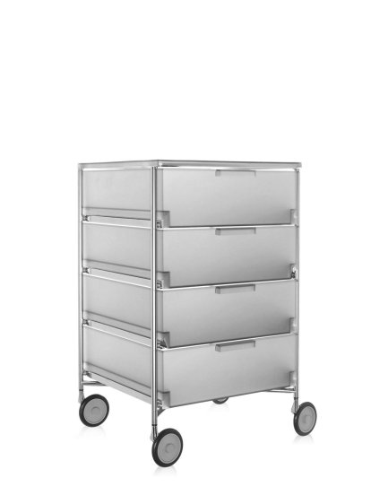 Caisson Mobil,  4 tiroirs - Pas de compartiment, Opalin, Glace