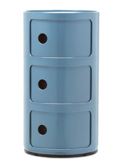 Conteneur d'appoint Componibili 3 tiroirs rond, Bleu ciel