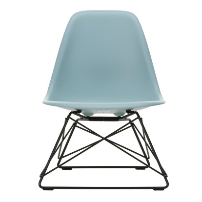 Eames Plastic Side Chair LSR, Gris bleuté, Sans rembourrage, Revêtement thermolaqué noir basic