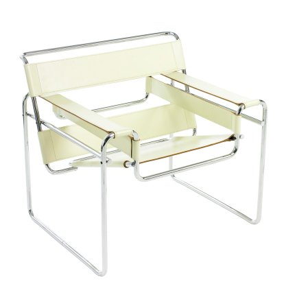 Fauteuil Wassily (B3), Chromé 	/ Pleine fleur blanc naturel