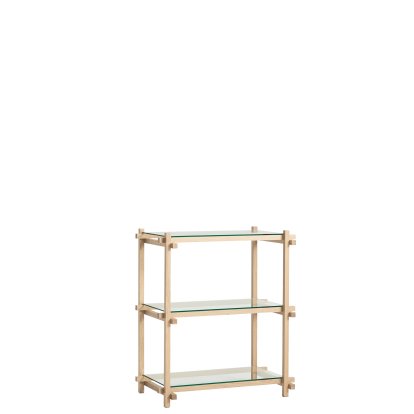 Étagère Woody, H 85,5 cm x L 75,5 cm, Chêne savonné / verre