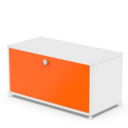 Porte abattante USM Haller, 75 cm x 35 cm, Orange pur RAL 2004, Avec poignée sans serrure