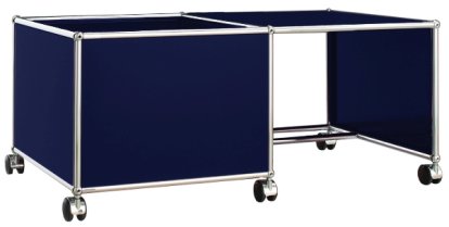 Table à roulettes pour enfants USM Haller, Caisse à droite, Bleu acier RAL 5011