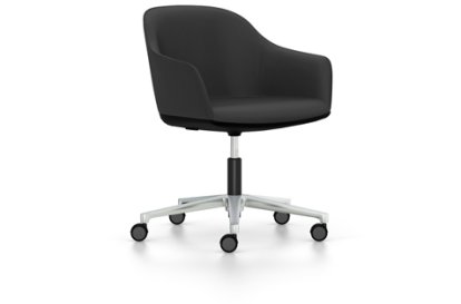 Softshell Armchair avec piètement à 5 branches, Aluminium poli, Plano, Gris foncé, Durs pour tapis