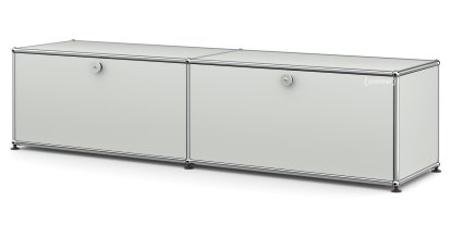 Meuble bas Lowboard L USM Haller avec deux portes abattantes, Gris clair RAL 7035