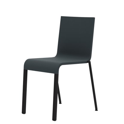 Chaise .03, Empilable, Pieds thermolaqué noir, Sans accotoirs, Gris foncé