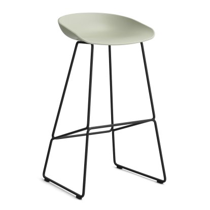 About A Stool AAS 38, Version bar: hauteur de l'assise 74 cm, Acier thermolaqué noir, Pastel green 2.0