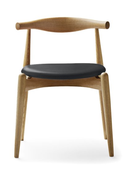 Chaise CH20 Elbow, Chêne huilé, Cuir anthracite