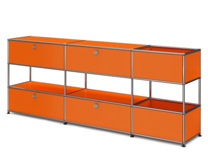Buffet USM Haller pour enfants L avec boîtes de rangement, Monochrome, Orange pur RAL 2004, Avec portes abattantes