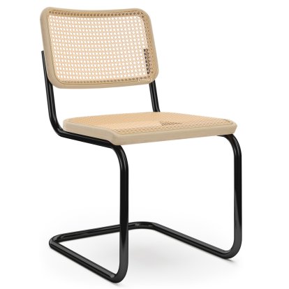 Chaise S 32 V Pure Materials, Frêne / naturel, Noir (RAL 9005), Patins en plastique noir avec feutre
