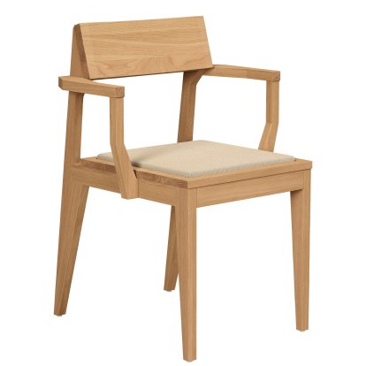 Chaise Schulz avec accotoirs, Coussin d'assise beige (Autumn 0221), Chêne ciré