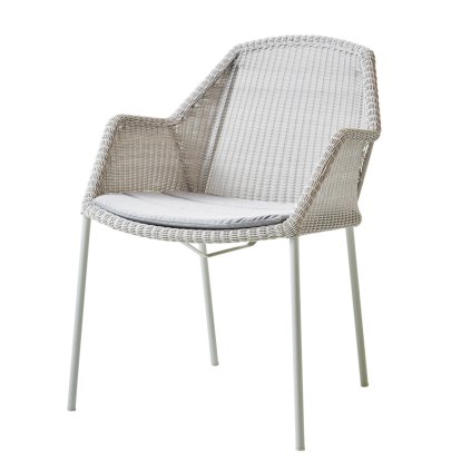 Chaise Breeze, Gris blanc, Avec coussin d'assise, Natté - Gris clair