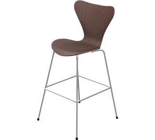 Chaise de bar Série 7 3187/3197, 76 cm, Bois laqué clair, Noyer naturel