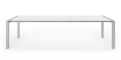 Table extensible Sushi, Stratifié blanc, L 177-288 x l 90 cm, Aluminium andoisé