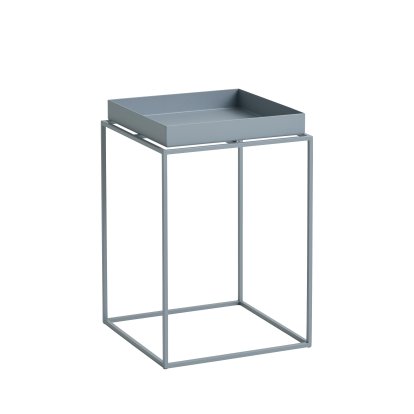 Table avec plateau Tray, H 40/44 x B 30 x T 30 cm, Bleu pigeon