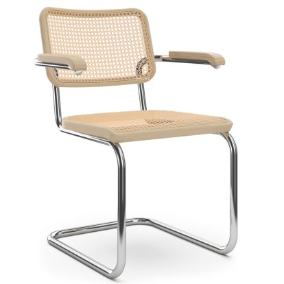 Chaise S 64 V Pure Materials, Frêne / naturel, Chromé, Patins en plastique noir avec feutre
