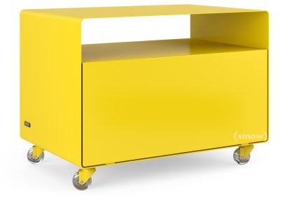 Caisson à roulettes R 107, Monochrome, Jaune signalisation (RAL 1023), Roulettes transparentes