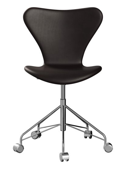 Chaise de bureau pivotante Série 7 3117/3217 Rembourrage intégral, Sans accotoirs, Cuir Grace marron foncé, Chromé