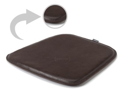 Coussin d'assise cuir pour Eames Armchairs , Recto et verso en cuir, Brun foncé