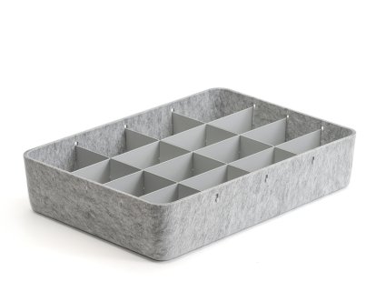 Boîte USM Inos, L 45,3 x H 9,5 cm, Gris clair, Séparation 4