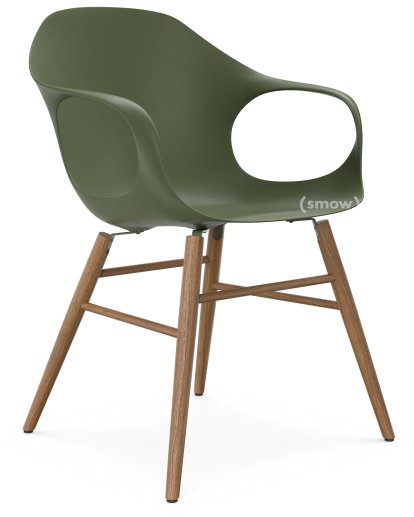 Chaise Elephant Wood, Vert olive, Chêne teinté couleur noyer