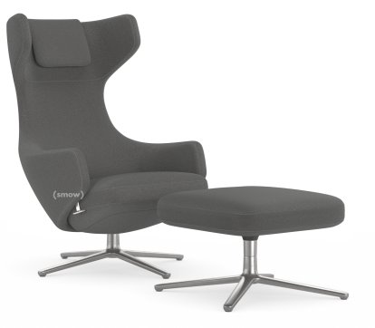 Fauteuil Grand Repos, Fauteuil Grand Repos & Ottoman, Tissu Cosy 2 Classic Grey, 40 cm, Poli