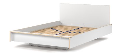 Lit Flai, 140 x 200, Avec tête de lit, CPL blanc, avec sommier