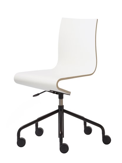 Chaise de bureau Seesaw, Noir avec ressort à gaz, Sans accoudoirs, Hêtre naturel / mélaminé blanc