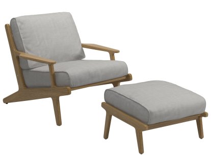 Fauteuil Lounge Bay , Gris clair , Avec repose-pieds