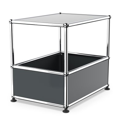 USM Haller table de bar, Sans poignée à chariot, Anthracite RAL 7016, Patin de nivelage