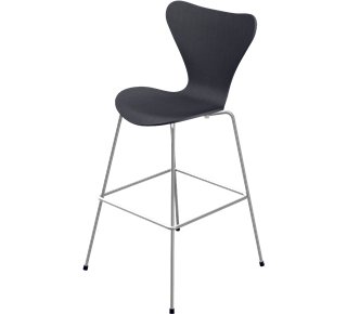 Chaise de bar Série 7 3187/3197, 76 cm, Frêne coloré, Noir