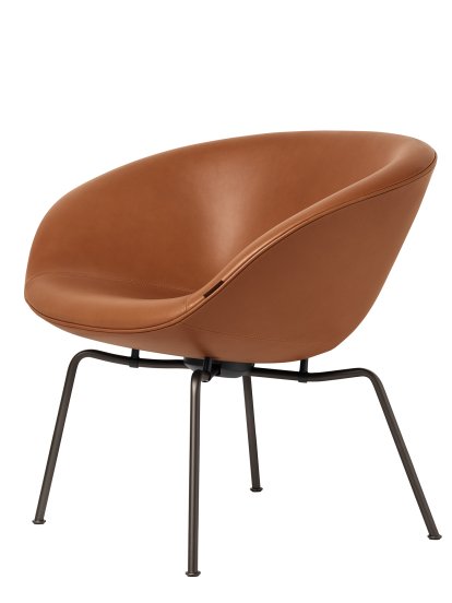 Fauteuil Pot, Brun foncé peint par poudrage, Cuir Grace, Walnut