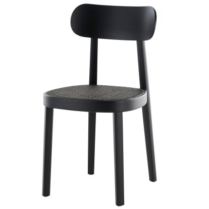 Chaise bois 118 / 118 M, Hêtre teinté noir, Cannage dark melange