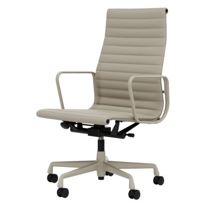 Aluminium Chair EA 119, Aluminium revêtu par poudre couleur craie, Cuir (Standard), Argile