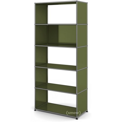 Étagère M USM Haller Type 1, 1 panneau arrière, Vert olive RAL 6003