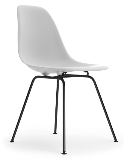 Eames Plastic Side Chair DSX, Coton blanc, Sans rembourrage, Sans rembourrage, Version standard - 43 cm, Revêtement basic dark