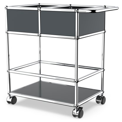 USM Haller chariot à boissons à étages avec compartiments, Anthracite RAL 7016, Souples pour sols durs