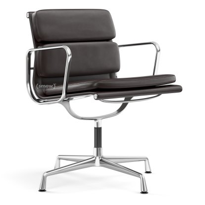 Soft Pad Chair EA 207 / EA 208, EA 208 - pivotante, Chromé, Cuir Standard chocolat, Plano marron