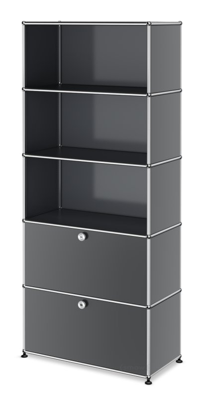 Étagère à dossiers USM Haller 2 portes battantes, Gris moyen RAL 7005